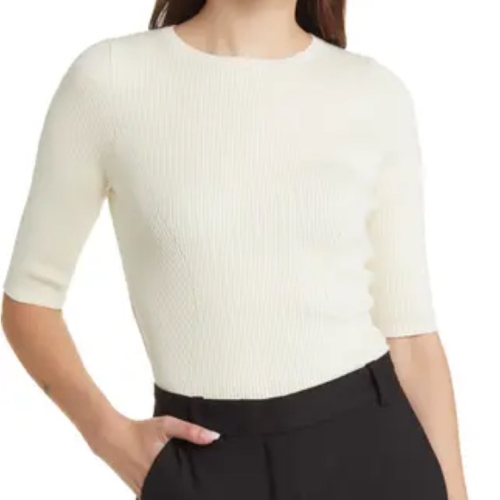 NWT $248 Favorite Daughter The Park Avenue Rib Top in Ivory Size Small